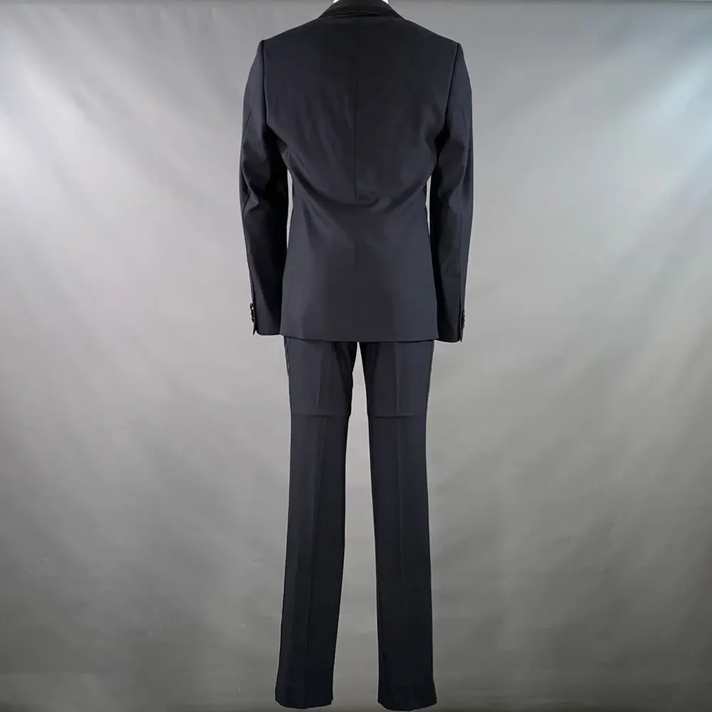 INDOCHINO Size 38 Navy Black Contrast Trim Wool Cashmere Tuxedo